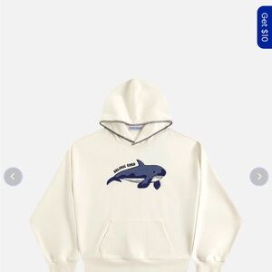 Aelfric Eden Cream Hoodie with Blue Whale Design
